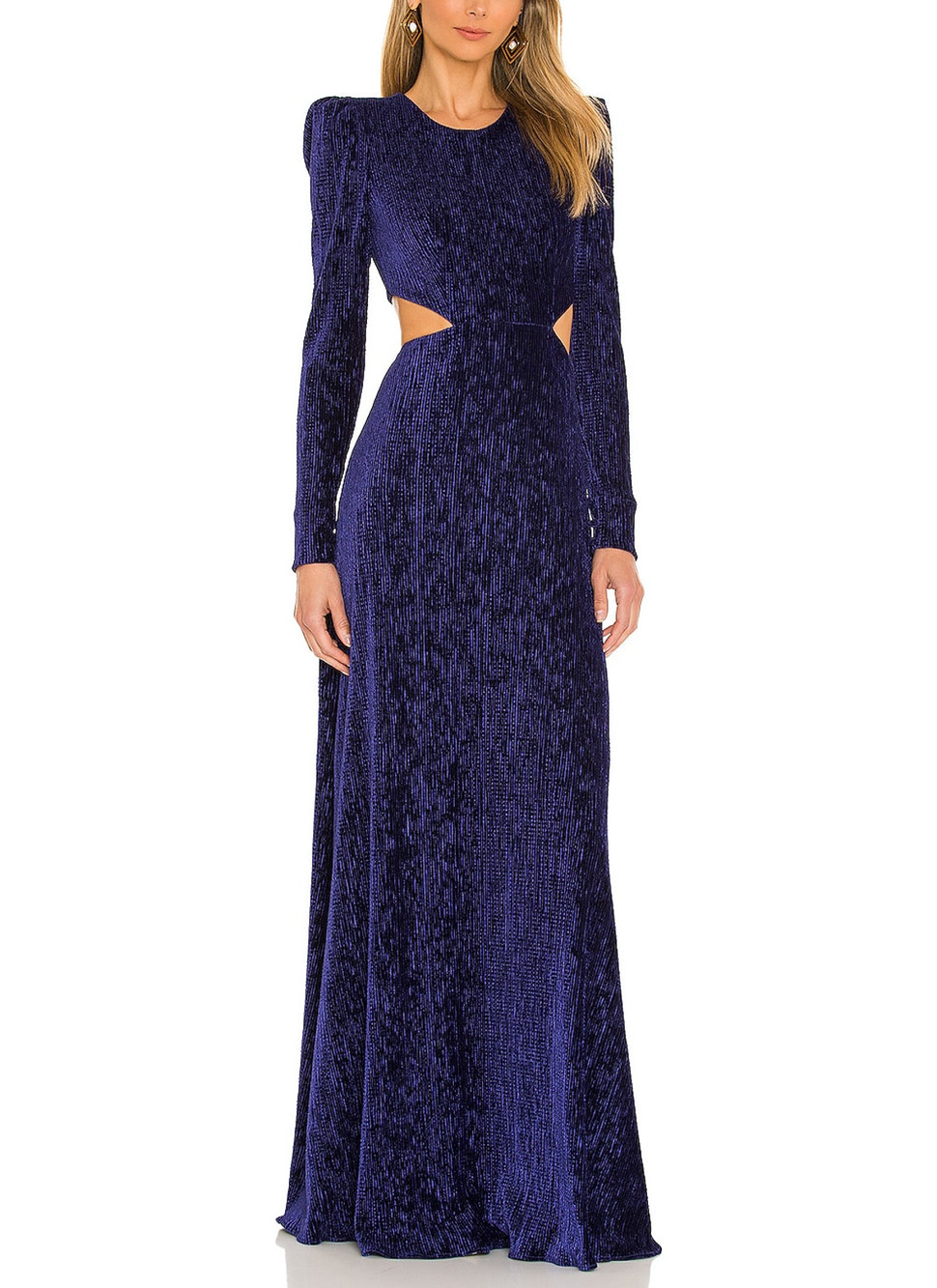 Patbo Textured Purple Velvet Cutout Gown Size 4